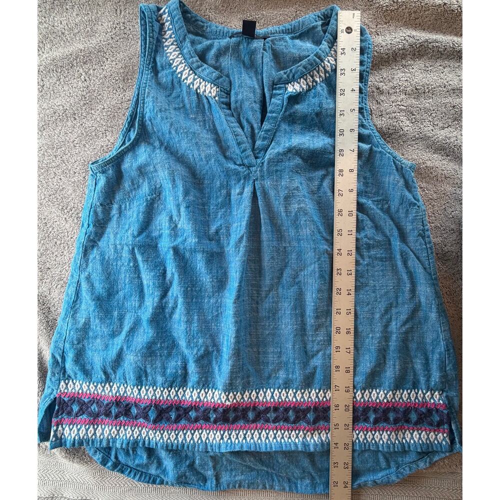 Hatley Chambray Boho Tank Top Embroidered Womens Small/Petite Summer Beach - Picture 6 of 6